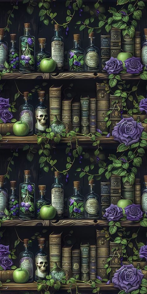 Apothecary Wallpaper, Alchemy Aesthetic, Halloween Backrounds, Library Background, Green Witch Aesthetic, Savage Wallpapers, Cute Backgrounds For Iphone, Goth Wallpaper, Gothic Fantasy Art