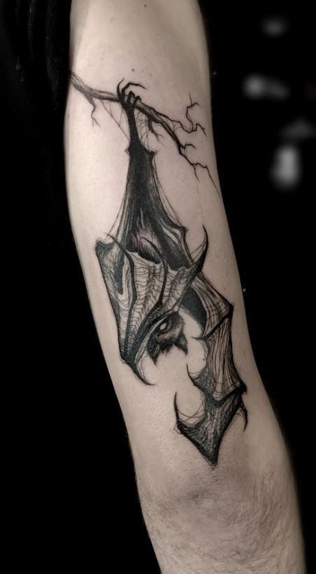 Upside Down Bat Tattoo, Upside Down Tattoo, Upside Down Bat, Spooky Flash, Bats Tattoo, Dark Tattoo Ideas, Pilot Tattoo, Dark Feminine Tattoos, Rip Tattoos For Mom