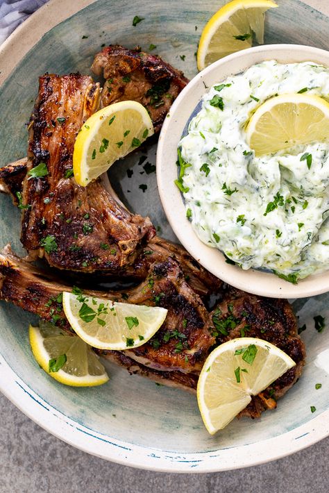 Greek Lamb Chops, Omelet Roll, Cultural Recipes, Greek Lamb, Grilled Lamb Chops, Lamb Chop Recipes, Camp Food, Lamb Dishes, Grilled Lamb