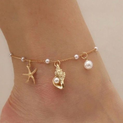 Pearl Ankle Bracelet, Ankle Jewelry, Foot Jewelry, Ankle Bracelets, Pretty Jewellery, Cute Jewelry, Floral Design, Chain, Floral