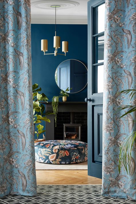 Our new Tahiti collection is an immersive and vibrant collection inspired by the beauty of nature. Drawing inspiration from tropical surroundings, the collection is full of life, rich colour and inspiring hand-painted designs. Printed on a dual purpose velvet, our compelling conversational designs add a bold and playful feel to any living space. Tropical Curtains, Wallpaper Brands, Luxury Curtains, Painted Designs, Blue Backdrops, Fashion Wallpaper, Nature Drawing, Curtain Designs, Wallpaper Online