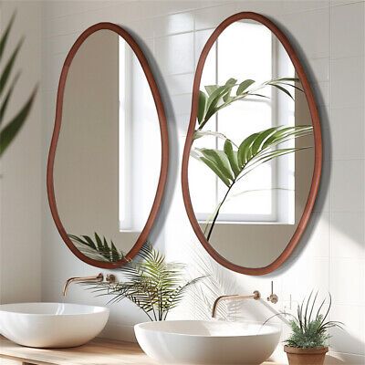 Wooden bathroom mirror