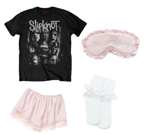 Pajamas Aesthetic Coquette, Coquette Outfit Comfy, Slipknot Outfit Aesthetic, Coquette Lounge Outfit, Coquette Lazy Outfits, Cozy Coquette Outfits, Lazy Coquette Outfits, Coquette Workout Outfit, Pink Slipknot