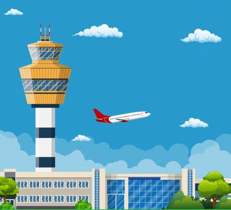 Airport Cartoon, Aviation Theme, Control Tower, Travel Airplane, Art Kits For Kids, Airport Terminal, Airports Terminal, Sip N Paint, Airplane Design