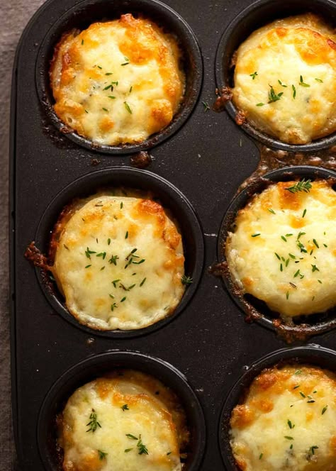 Mini Potato Dauphinoise, Potato Au Gratin Individual, Cheesy Mini Potato Gratin Stacks (muffin Tin), Thanksgiving Muffin Tin Recipes, Potato Stackers Recipe, Mini Potato Gratin Stacks, Potato Terrine Recipe, Potato Stacks Muffin Tins Recipe, Muffin Pan Appetizers