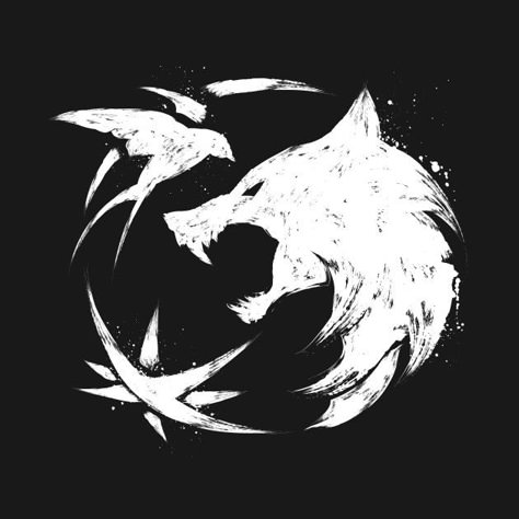 The Witcher symbol - The Witcher - T-Shirt | TeePublic The Witcher Symbol, Witcher Tattoo, Witcher Wallpaper, Geniale Tattoos, Large Mouse Pad, Wolf Tattoos, Wolf Tattoo, White Wolf, Wolf Art