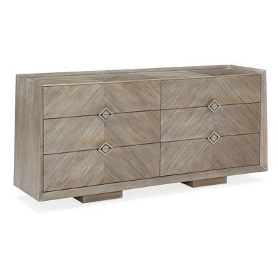 BEDROOM - DRESSERS | Caracole Parquet Design, Caracole Furniture, Farmhouse Dresser, Silver Wall Mirror, Six Drawer Dresser, Modern Classic Style, Simple Silhouette, Design Statement, 6 Drawer Dresser