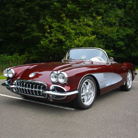 You can try to look away, but this burgundy beauty demands attention! Powered by a 376ci 8-cylinder engine mated to a 4L70E automatic transmission, this 1959 Chevrolet Corvette custom convertible is serious eye candy.

Lot 771 is selling with No Reserve at our 2020 Fall Auction, October 22-24. Corvette Custom, Classic Corvette, Fuel Wheels, Carros Vintage, Vintage Muscle Cars, Chevy Muscle Cars, Corvette Convertible, Barrett Jackson, Classic Sports Cars