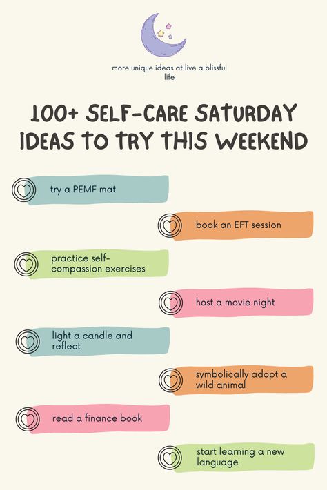 Discover a massive list of 100+ self-care Saturday ideas you need to try this weekend. These self-care activities cover every pillar of self-care. Click to learn more!