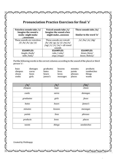 Pronunciation of final 's' - English ESL Worksheets Kindergarten Geometry, Creative Worksheets, Beginning Sounds Worksheets, Three Letter Words, Geometry Worksheets, Phonics Practice, Social Studies Worksheets, Kindergarten Worksheets Printable, Learning Worksheets