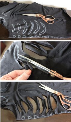 diy skeleton step by step Diy Skeleton, Fashion Costume Halloween, Diy Cut Shirts, Scary Skeleton, Halloween Decor Diy, Skeleton Halloween Costume, Skeleton Costume, Halloween Tattoo, Diy Clothes Design