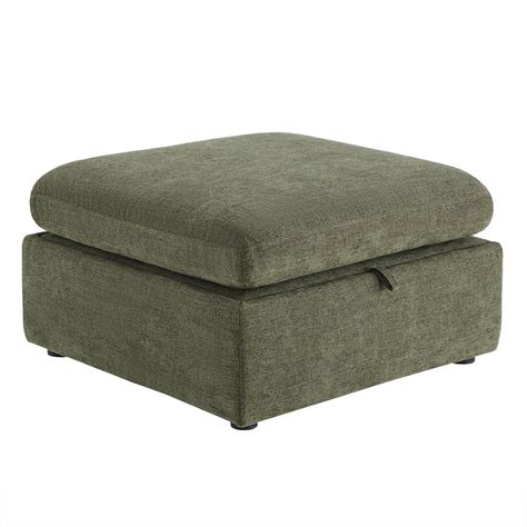 PRICES MAY VARY. Spacious & Versatile Storage Ottoman - Lift up the ottoman top with a built-in smooth gas-lift mechanism to reveal plenty of out-of-sight storage. Storage space: 28.7''W x 27.6''D x 8.3''H. In addition, it is a perfect footrest or table when topped with a tray. Premium Quality - Each piece is made by the skilled hands of artisans who have melted functionality and design. Sturdy corner blocked wooden frame is expertly crafted from solid engineered wood and hard wood. All wood is Large Ottoman Living Room, Ottoman Coffee Table Styling, Ottoman For Sectional, Round Ottoman Living Room, Leather Ottomans Living Room, Living Room With Ottoman, Large Ottoman Coffee Table, Square Ottoman Coffee Table, Large Square Ottoman