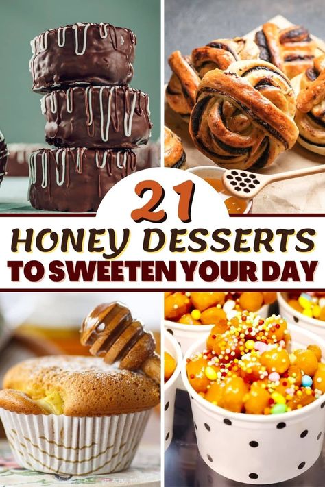 These honey desserts will make your day even sweeter! From cookie bars to truffles to cupcakes, these treats are sure to create a buzz. Honey Based Desserts, Desserts Sweetened With Honey, Desserts Made With Honey, Desserts With Honey, Honey Dessert Recipes, Honey Recipes Dessert, Event Venue Business, Recipe Using Honey, No Sugar Desserts