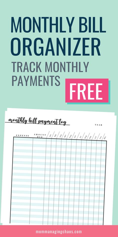 In this post I'll show you how to Organize Monthly Expenses and Track Payments with this free printable to help you stay on top of your expenses and how to budget your money. Need to get started with a monthly organizer, budget calendar or payment log? Be sure to grab this monthly bill organizer free printable! Living on a budget | Living on a budget with kids | Living on a budget tips Bill Organizer Free Print, Monthly Bill Payment Log, Bill Payment Organization, Monthly Bill Organizer, Monthly Organizer, Financial Planner Printables, Budget Calendar, Bill Organizer, Monthly Organization