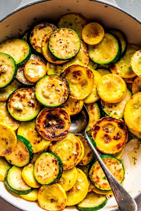 Sauteed Zucchini & Squash. It’s a simple side dish that showcases sliced & seared summer squash and savory Italian flavors. // recipes Sauteed Summer Squash Recipes, Sauted Squash, Yellow Zucchini Recipes, Sauteed Summer Squash, Sauteed Zucchini Recipes, Sauteed Yellow Squash, Sauteed Zucchini And Squash, Sauteed Squash, Zucchini And Squash