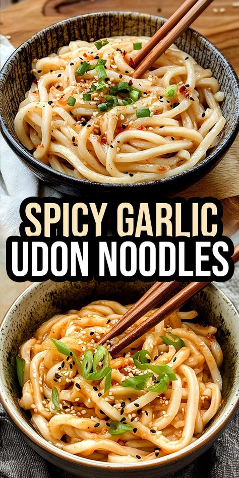 Ingredients:  12 oz fresh udon noodles 2 tbsp vegetable oil 4 cloves garlic, minced 1/4 cup soy sauce 2 tbsp chili garlic sauce 1 tbsp sesame oil 1 tbsp rice vinegar 2 tbsp sugar 1/2 cup green onions, chopped 1/4 cup cilantro, chopped 1 tbsp sesame seeds 1/4 tsp red pepper flakes (optional, for extra heat)  #Spicygarlic #Udonoodles #Easyrecipe Sesame Udon Noodles, Garlic Udon Noodles, Spicy Udon Noodles, Asian Meals, Easy Chinese Recipes, Easy Chinese, Udon Noodles, Chili Garlic Sauce, Chinese Recipes