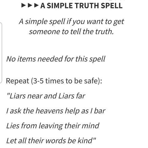 Truth Telling Spell, Make Someone Tell The Truth Spell, Expose A Liar Spell, Truth Reveal Spell, Tell The Truth Spell, Truth Spells, Spell Journal, Manifest Miracles, Truth Spell