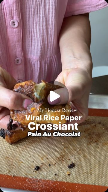 Shuang Shuang on Instagram: "**Comment “Chocolate Crossiant” to get the full recipe sent to your DM inbox. Here is my review ⭐️ Is it delicious? Heck yes! Crispy on the outside, the inside is chewy and filled with melty chocolate 🍫. But does it taste like a Croissant? Nope.. not even close. It’s more like a mochi pastry 🥐 worth the try, but if you are craving croissant, go get an actual croissant. . #viralvideos #viralreels #ricepaper #chocolat #croissant #viralfood #chinesefoodie #itriedit" Crossiant Recipes, Chocolate Croissant, Rice Paper, Mochi, Viral Videos, Pastry, Rice, Quick Saves, Instagram