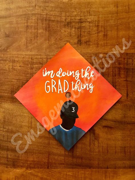 I’m doing the grad thing painted chance the rapper graduation cap by @emsgemscreations. See more my following @emsgemscreations on Instagram! Rapper Graduation Cap, Senior Cap Ideas, High School Graduation Quotes, J Cole Art, Graduation Things, Graduate Cap, College Grad Cap Ideas, Senior Season, Senior Crowns