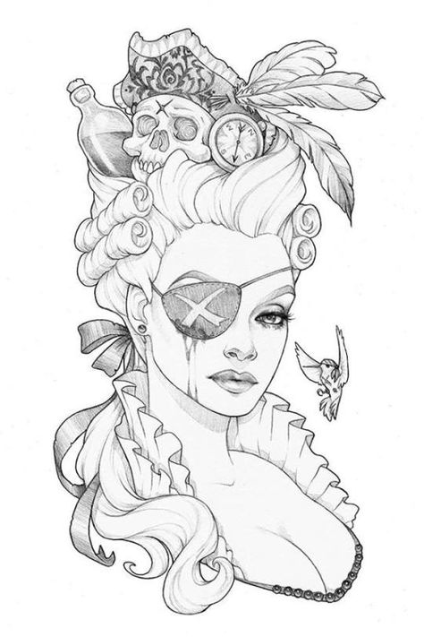 Love this sold out work “Keep a Weather Eye Open” by Glenn Arthur! Be sure to check out all the great LE prints at Rhino Barking Sparrow. Get yours before they’re gone!  .  .  .  #beautifulbizarremagazine #popsurrealism #pirate #eyepatch #drawing #leprint #glennarthur #rhinobarkingsparrow Pirate Drawings, Zee Tattoo, Pirate Drawing, Girl Pirates, Pirate Tattoo, Pirate Art, Adult Coloring Designs, Desenho Tattoo, Pyrography