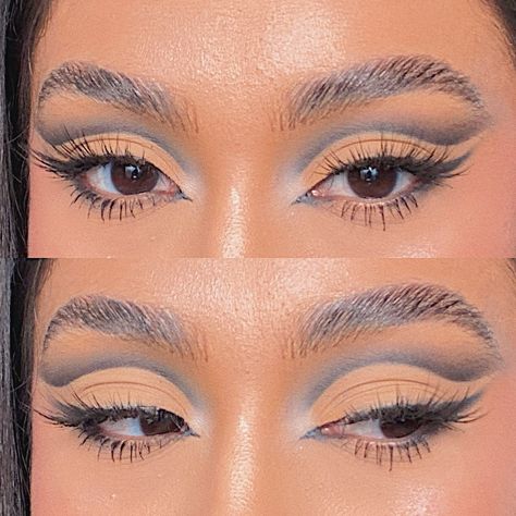 Eyeliner In Crease, Cut Crease For Hooded Eyes, Hooded Eye Cut Crease, Cut Crease Eyeshadow Hooded Eyes, Black Cut Crease Makeup, Siren Eye Lash Extensions, Cut Crease Eyeshadow Black Women, Eye Looks For Hooded Eyes, Nude Cut Crease Makeup