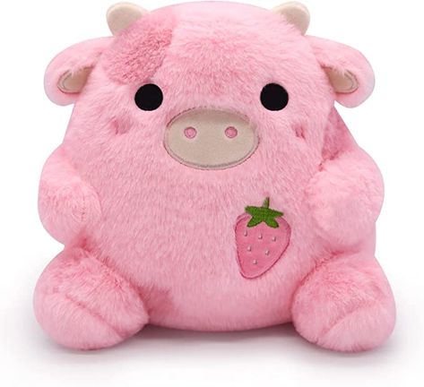 Strawberry Cow Plush, Stuffed Cow, Cow Plush, Cow Toys, Strawberry Cow, Soft Stuffed Animals, Pink Cow, Kawaii Plushies, Cute Strawberry