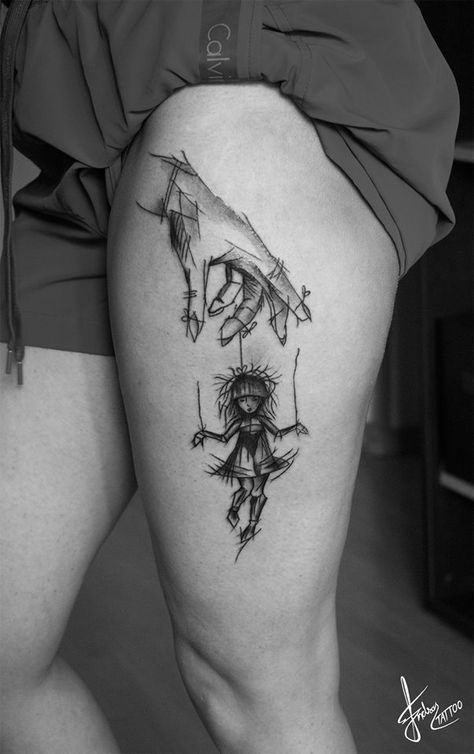 Puppet Master Tattoo Puppet Hand Tattoo, Puppet Tattoo Marionette, Puppet Master Tattoo, Marionette Tattoo, Puppet Tattoo, Puppet Hands, Girl Puppets, Master Tattoo, Knife Tattoo