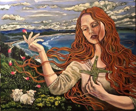 Saint Brigid Of Kildare, Irish Goddess, Ancient Ireland, Irish Mythology, Celtic Gods, St Brigid, Celtic Goddess, Celtic Woman, Celtic Mythology