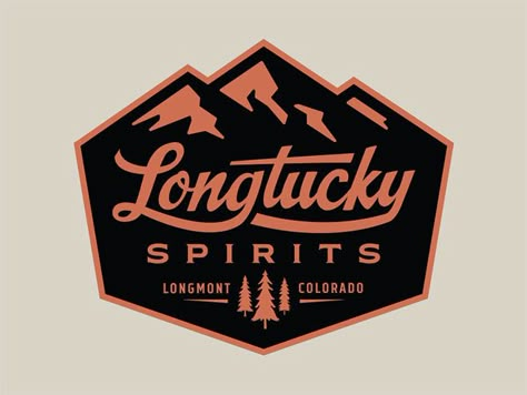 Longtucky Logo Badge by Steve Hamaker Badge Style Logo, Logo Badge Design, Outdoor Brand Design, Camping Graphic Design, Badge Shapes, Outdoor Logo Design, Colorado Stickers, Mountain Logo Design, Colorado Logo