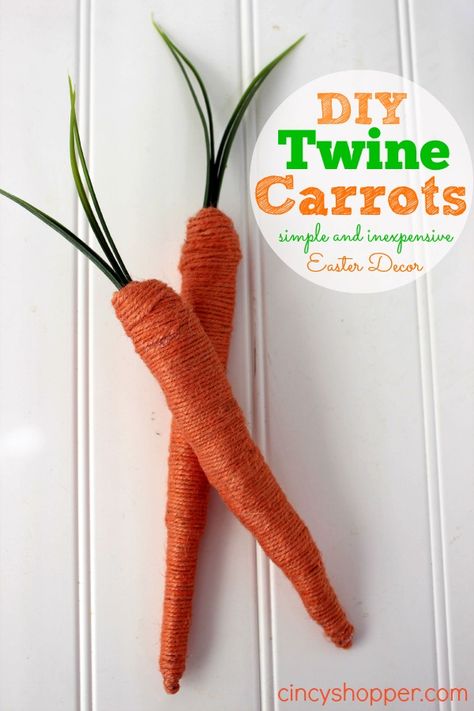 These DIY Twine Carrots have me so excited to get my Easter dinner table ideas ready and squared away. While surfing around on Pinterest I spotted these cute DIY Easter Twine Carrots and was immediately inspired to make my own. I can not decide if they should be included in the Easter dinner table or...Read More Carrot Crafts, Carrots For Easter, Twine Crafts Diy, Carrot Craft, Twine Diy, Twine Crafts, Easter Spring Crafts, Diy Easter Crafts, Easter Spring Decor