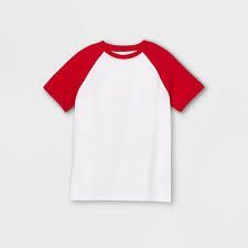 Pls everyoneone reading this can you pls follow me i only have 0 followers so if you follow me i will make more pins in the future.Have a great day. Tommy Clothes, Red And White Shirt, Baseball Shorts, Raglan Shirts, Red T, Hem Style, Red Shorts, Wearing Red, Cat & Jack