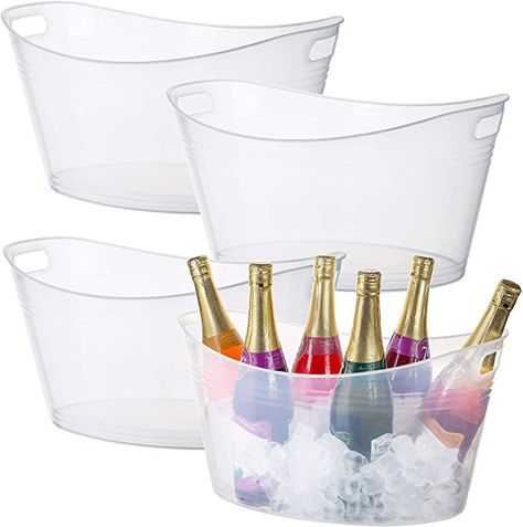 Amazon.com: Zilpoo 4 Pack - Large Plastic Ice Bucket, Oval Storage Tub, 18 Liter Parties Wine, Beer Bottle Drink Cooler, Party Beverage Chiller Bin, Baskets, Clear: Kitchen & Dining Party Ice Bucket, Locker Shelf, Cold Wine, Drink Bucket, Bottle Drink, Drink Cooler, Metal Tub, Beverage Tub, Storage Tubs