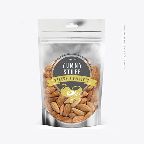 Nuts Label Design, Snack Name Ideas, Snack Label Design, Food Label Design Stickers Packaging Ideas, Snack Logo Design Ideas, Mixed Nuts Packaging, Sandwiches Ideas, Packed Food, Label Produk