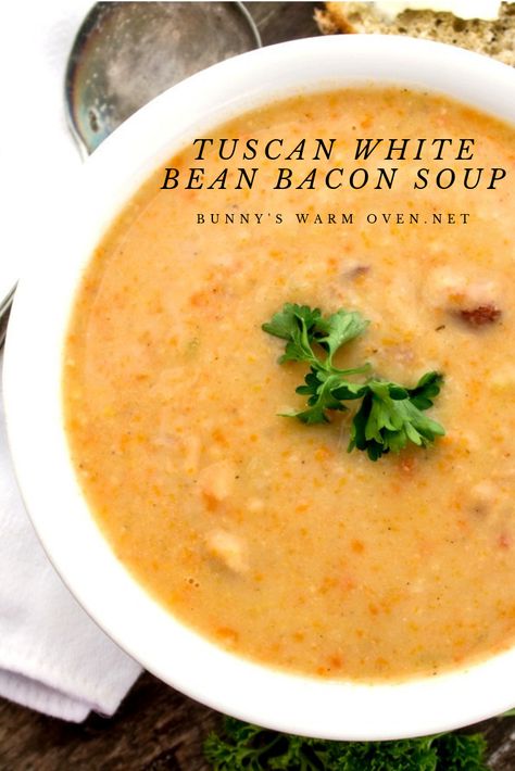 White Bean And Bacon Soup Recipes, Many Bean Soup, Sipping Soup Recipes, Drinkable Soup, Smooth Soup Recipes, Bluezone Recipes, 9 Bean Soup Recipe, Smooth Soups, Bean Bacon Soup