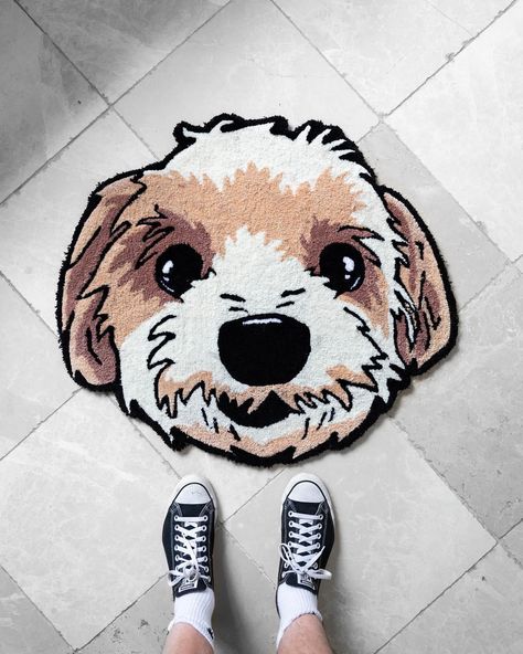 Dog Rug Tufting, Dog Rug, Dog Punch Needle, Soot Sprites, Minion Pictures, Custom Carpet, Diy Decor Crafts, Diy Rug, Dog Face