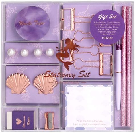 Ocean Elements, Fine Point Pens, School Binder, Gold Mermaid, Pretty Pens, Mermaid Pendant, Purple Mermaid, Binder Clips, Stationary Set