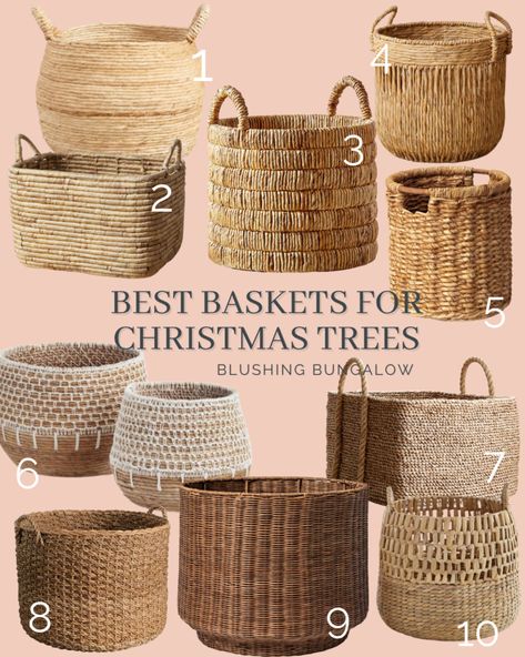 Christmas Tree Collars and Baskets Christmas Trees With Basket Collars, Christmas Trees In A Basket, Small Christmas Tree Basket, Baskets For Christmas Trees, Small Christmas Tree In Basket, Christmas Tree In Basket Diy, Christmas Trees In Baskets, Basket For Christmas Tree, Christmas Tree Basket Base