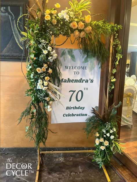 Entrance setup with english looking flowers #decor #flowers #florals #birthday #party #pampas #setup #backdrop #entrance Birthday Entry Decoration, Birthday Party Entrance Decoration, Birthday Theme Decoration, Entry Gate, Entry Decor, Entry Gates, Decor Flowers, Boho Baby Shower, Flowers Decor