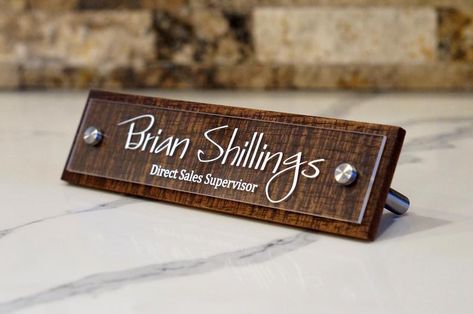 Desk Name Plate Rustic Custom Office Name Sign Personalized | Etsy Desk Signs, Office Name Plate, Office Desk Name Plates, Name Plate Design, Custom Business Signs, Office Names, Rustic Plates, Rustic Desk, Name Boards