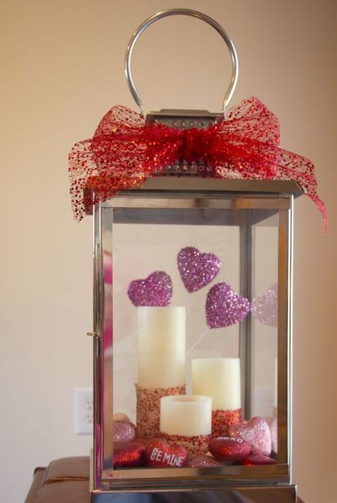 Create drama with different sized battery operated pillar candles Valentine Lantern, Lantern Decor Ideas, Recycled Christmas Decorations, Paper Lantern Decor, Holiday Lanterns, Hanging Paper Lanterns, Lantern Decor, Round Paper Lanterns, Diy Valentine's Day Decorations