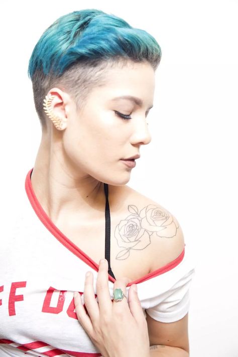 Halsey Tattoo, Rose Shoulder Tattoo, Fan Tattoo, Halsey, Rose Tattoos, Laura Lee, Rose Tattoo, Shoulder Tattoo, Girl Crush