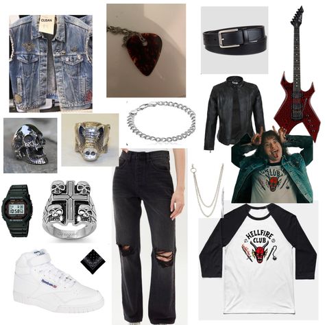 Eddie Munson Outfit Inspiration, Eddie Munson Style, Eddie Munson Inspired Outfits, Eddie Munson Outfit, Rockstar Costume, Eddie Munson, App Layout, Steve Harrington, Cosplay Diy