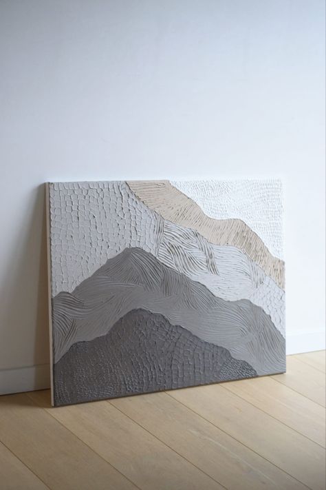 #texturedart Mountain Plaster Wall Art, Diy Textured Wall Art Mountains, Diy Plaster Art Canvas Mountains, Spackle Art Mountains, Textured Canvas Art Mountains, Textured Art Mountain, Mountain Texture Art, Plaster Mountain Art, Textured Mountain Art