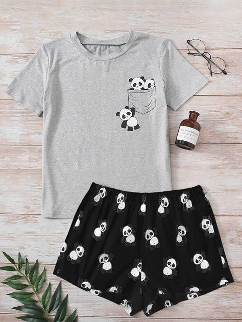 Summer Sleepwear, Pajama Fashion, Cute Pajama Sets, Cute Sleepwear, Pajama Outfits, Pajamas Sets, Home Clothes, Women's Pajamas, Crop Top And Shorts