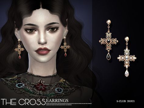 S-Club ts4 LL EARRINGS 201921 Sims 4 Necklace, Sims 4 Vampire, Ts4 Accessories, Sims Shoes, 4 Piercings, Sims 4 Cc Goth, Sims Accessories, Sims 4 Piercings, Victorian Vampire