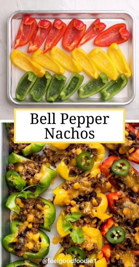 Bell Pepper Nachos, Pepper Nachos, Snack Sani, Plats Healthy, Health Dinner, Health Dinner Recipes, Idee Pasto Sano, Bell Pepper, Healthy Meal Prep