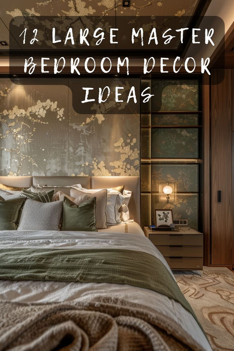 Looking to upgrade your master bedroom? Check out these 12 large master bedroom decor ideas that will turn your space into a luxurious retreat. From statement furniture to elegant lighting, these ideas are perfect for a grand look. Click to explore large master bedroom decor ideas! 🛏️✨ #MasterBedroom #HomeDecor #InteriorDesign #BedroomInspo #LuxuryLiving Gorgeous Bedroom Ideas, Decorate Large Bedroom, Beautiful Primary Bedrooms, Master Bedrooms Elegant, Spa Bedroom Ideas Master Suite, Large Bedroom Ideas Master Suite, Elegant Master Bedrooms Decor Modern, Luxury Master Bedrooms Decor, Royal Blue Bed