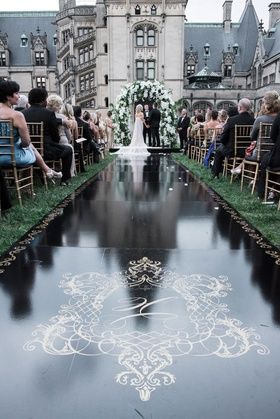 Black Aisle Runner, Dinners From Around The World, Isle Runners, Ceremony Aisle, Aisle Runner Wedding, Wedding Mirror, Tent Reception, Biltmore Estate, Wedding Inside