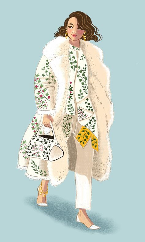 Leni Kauffman, New Year Outfit, Winter Whites, Fashion Illustration Watercolor, Fashion Illustration Sketches Dresses, Sketches Dresses, Girly Wall Art, Wall Paintings, Illustration Watercolor