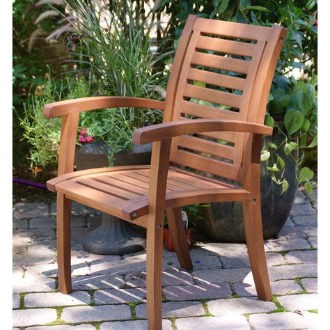 Bay Isle Home Ashe Dining Arm Chair Wood Chair Design, Wood Garden, Teak Armchair, Patio Rocking Chairs, Swivel Chair Living Room, Eucalyptus Wood, Patio Dining Chairs, Dining Arm Chair, Garden Chairs